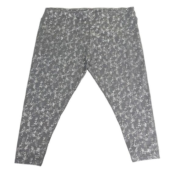 Soft Surroundings Pants - Soft Surroundings Womens Leggings 2X Cropped Gray Floral Silver Foulard 21.5"